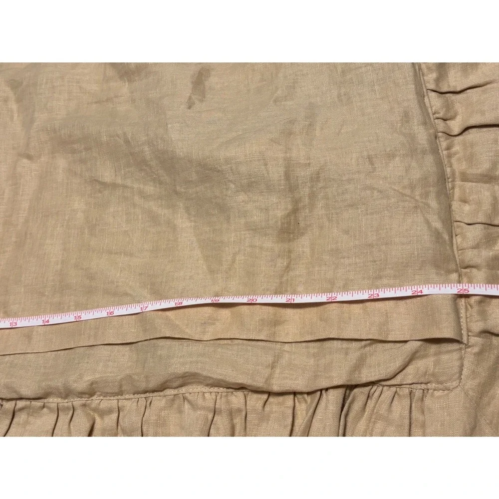 Pottery Barn Euro Sham 26x26 Natural Beige 100% Linen Ruffle Flange Pillow Cover